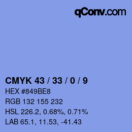 Código de color: CMYK 43 / 33 / 0 / 9 | qconv.com