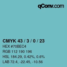 Color code: CMYK 43 / 3 / 0 / 23 | qconv.com