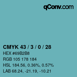 Color code: CMYK 43 / 3 / 0 / 28 | qconv.com