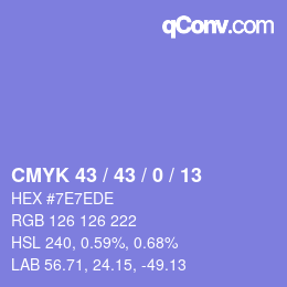 カラーコード: CMYK 43 / 43 / 0 / 13 | qconv.com