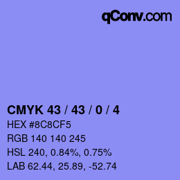 Color code: CMYK 43 / 43 / 0 / 4 | qconv.com