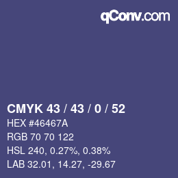 カラーコード: CMYK 43 / 43 / 0 / 52 | qconv.com