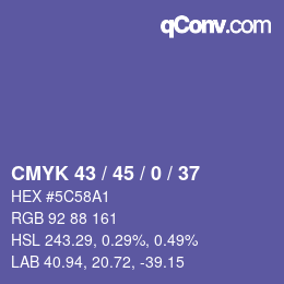 颜色代码: CMYK 43 / 45 / 0 / 37 | qconv.com