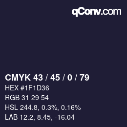 Color code: CMYK 43 / 45 / 0 / 79 | qconv.com