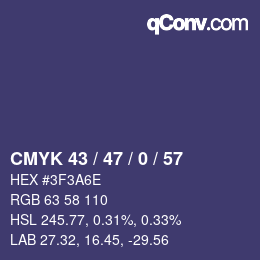 カラーコード: CMYK 43 / 47 / 0 / 57 | qconv.com