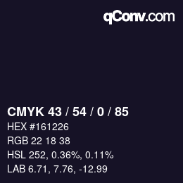 Código de color: CMYK 43 / 54 / 0 / 85 | qconv.com