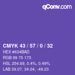 Color code: CMYK 43 / 57 / 0 / 32 | qconv.com