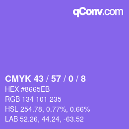Farbcode: CMYK 43 / 57 / 0 / 8 | qconv.com