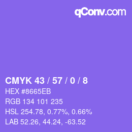 Farbcode: CMYK 43 / 57 / 0 / 8 | qconv.com