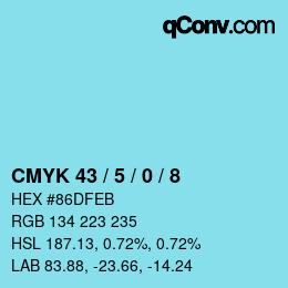 Color code: CMYK 43 / 5 / 0 / 8 | qconv.com