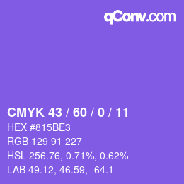 Farbcode: CMYK 43 / 60 / 0 / 11 | qconv.com