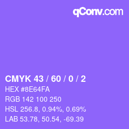 Color code: CMYK 43 / 60 / 0 / 2 | qconv.com