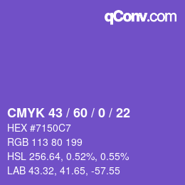 カラーコード: CMYK 43 / 60 / 0 / 22 | qconv.com