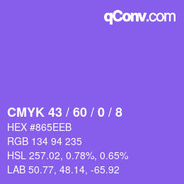 Color code: CMYK 43 / 60 / 0 / 8 | qconv.com