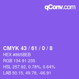 Color code: CMYK 43 / 61 / 0 / 8 | qconv.com