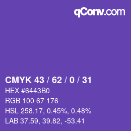 颜色代码: CMYK 43 / 62 / 0 / 31 | qconv.com