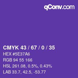 颜色代码: CMYK 43 / 67 / 0 / 35 | qconv.com
