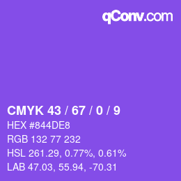 カラーコード: CMYK 43 / 67 / 0 / 9 | qconv.com
