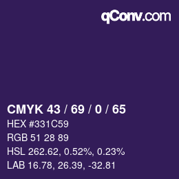 Color code: CMYK 43 / 69 / 0 / 65 | qconv.com