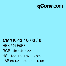颜色代码: CMYK 43 / 6 / 0 / 0 | qconv.com