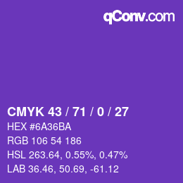 Color code: CMYK 43 / 71 / 0 / 27 | qconv.com