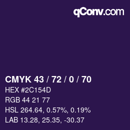 颜色代码: CMYK 43 / 72 / 0 / 70 | qconv.com