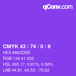 カラーコード: CMYK 43 / 74 / 0 / 8 | qconv.com
