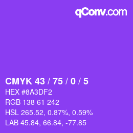 颜色代码: CMYK 43 / 75 / 0 / 5 | qconv.com