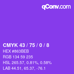 カラーコード: CMYK 43 / 75 / 0 / 8 | qconv.com
