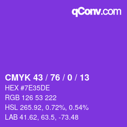 颜色代码: CMYK 43 / 76 / 0 / 13 | qconv.com