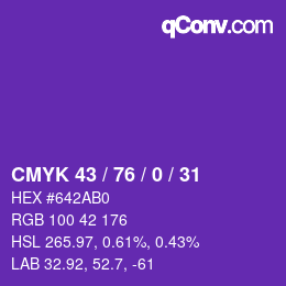 颜色代码: CMYK 43 / 76 / 0 / 31 | qconv.com