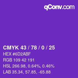 Color code: CMYK 43 / 78 / 0 / 25 | qconv.com