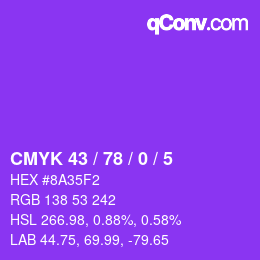 颜色代码: CMYK 43 / 78 / 0 / 5 | qconv.com