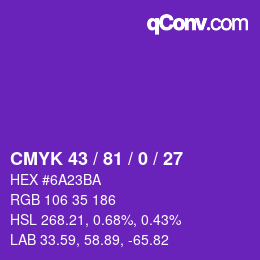 Code couleur: CMYK 43 / 81 / 0 / 27 | qconv.com