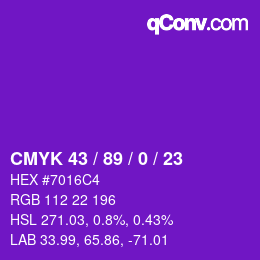 Color code: CMYK 43 / 89 / 0 / 23 | qconv.com