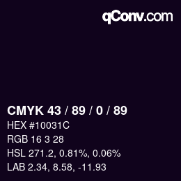Color code: CMYK 43 / 89 / 0 / 89 | qconv.com