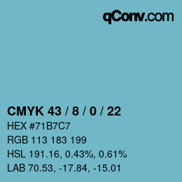 Color code: CMYK 43 / 8 / 0 / 22 | qconv.com