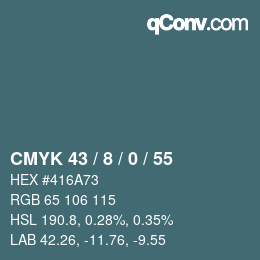 颜色代码: CMYK 43 / 8 / 0 / 55 | qconv.com