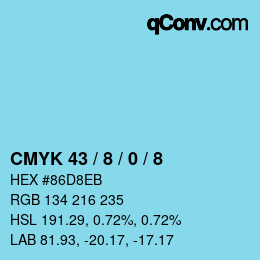 Farbcode: CMYK 43 / 8 / 0 / 8 | qconv.com