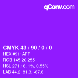 颜色代码: CMYK 43 / 90 / 0 / 0 | qconv.com