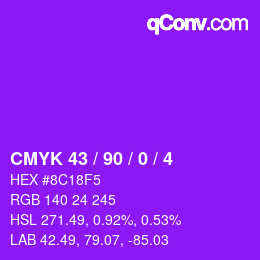 颜色代码: CMYK 43 / 90 / 0 / 4 | qconv.com