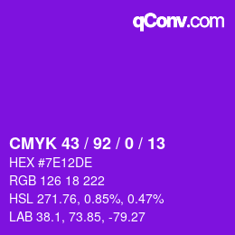 Color code: CMYK 43 / 92 / 0 / 13 | qconv.com
