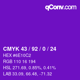 カラーコード: CMYK 43 / 92 / 0 / 24 | qconv.com