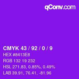 Color code: CMYK 43 / 92 / 0 / 9 | qconv.com