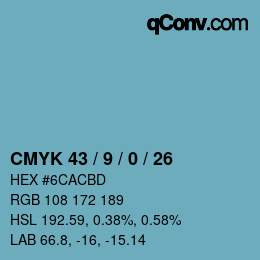 Color code: CMYK 43 / 9 / 0 / 26 | qconv.com