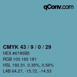 Color code: CMYK 43 / 9 / 0 / 29 | qconv.com