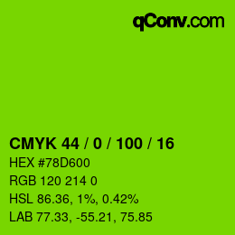 Color code: CMYK 44 / 0 / 100 / 16 | qconv.com