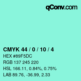 カラーコード: CMYK 44 / 0 / 10 / 4 | qconv.com