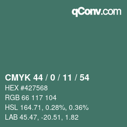 Código de color: CMYK 44 / 0 / 11 / 54 | qconv.com