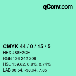 Farbcode: CMYK 44 / 0 / 15 / 5 | qconv.com